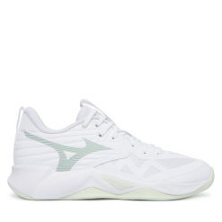 Buty halowe Mizuno. Białe obuwie sportowe damskie Mizuno, bez wzorów, bez zapięcia, mizuno wave. Za 469.99 zł.