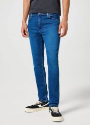 WRANGLER MĘSKIE SPODNIE JEANSOWE LARSTON INDIGO WAVES 112356817 W18S008808. Niebieskie jeansy męskie Wrangler, z jeansu. Za 219.99 zł.