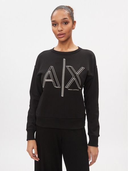 Armani Exchange Bluza 3DYM11 YJEBZ 1200 Czarny Regular Fit. Czarne bluzy damskie Armani Exchange, s, bez wzorów, z bawełny, bez ramiączek, bez kaptura. Za 359.99 zł.