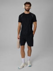 4F Koszulka do biegania szybkoschnąca męska - czarna L. Czarne t-shirty męskie 4F, l, bez wzorów, z tkaniny, bez kołnierzyka, bez ramiączek. Za 129.99 zł.