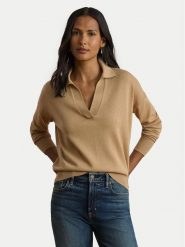 LAUREN RALPH LAUREN Sweter 200P14056004 Beżowy Regular Fit. Brązowe swetry nierozpinane damskie Lauren Ralph Lauren, s, bez wzorów, z syntetyku, bez kołnierzyka, bez ramiączek. Za 769.99 zł.