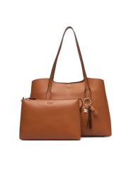 Guess Torebka HWBG97 35230 Brązowy jasny. Brązowe shopperki damskie Guess, z aplikacjami, ze skóry, bez dodatków. Za 634.99 zł.