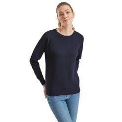 Lekka Bluza Raglanowa Dla Kobiet. Niebieskie bluzy damskie fruit of the loom, s, bez wzorów, bez ramiączek, bez kaptura. Za 71.99 zł.