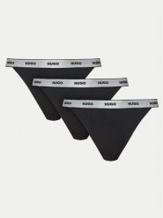 HUGO Komplet stringów 50527212 Czarny. Czarne majtki damskie Hugo, z bawełny. Za 149.99 zł.