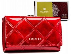 Portfel skórzany Peterson PTN 55020-PLT czerwony. Czerwone portfele damskie Peterson, z lakierowanej skóry. Za 105.99 zł.