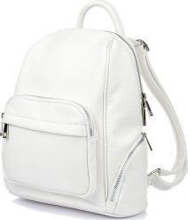 Vera Pelle Biały Włoski Plecak Skórzany damski Skóra Naturalna U21. Białe plecaki damskie Vera Pelle, bez wzorów, ze skóry. Za 329.99 zł.