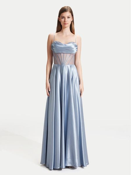 Hey Kyla Sukienka wieczorowa 5AG019HK Błękitny Slim Fit. Niebieskie sukienki damskie Hey Kyla, bez wzorów, z syntetyku, wizytowe, bez kołnierzyka, bez ramiączek. Za 549.99 zł.