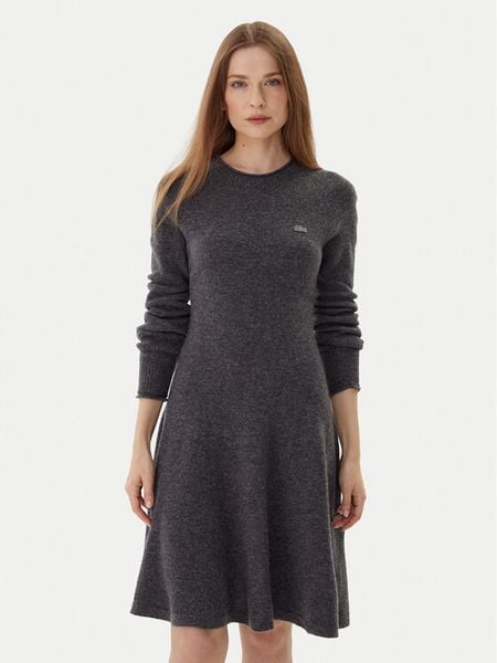 Lacoste Sukienka dzianinowa EF4161 Szary Regular Fit. Szare sukienki damskie Lacoste, bez wzorów, z dzianiny, bez kołnierzyka, bez ramiączek. Za 899.99 zł.