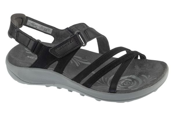 Sandały damskie, Harbor Backstrap. Czarne sandały damskie Merrell, bez wzorów, z materiału, bez obcasa, bez zapięcia. Za 319.99 zł.