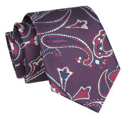 Krawat - ALTIES - Odcienie Bordo, Duży Wzór. Czerwone krawaty i muchy Alties, bez wzorów, z tkaniny, eleganckie. Za 49.00 zł.