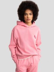 Bluza damska z haftem na piersi różowa Freja 600. Czerwone bluzy damskie BIG STAR, l, bez wzorów, z bawełny, klasyczne, bez ramiączek, z kapturem. W wyprzedaży za 99.99 zł.