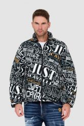 JUST CAVALLI Czarna kurtka Print Lettering. Czarne kurtki męskie Just Cavalli, m, bez wzorów, bez kaptura. W wyprzedaży za 1,699.99 zł.