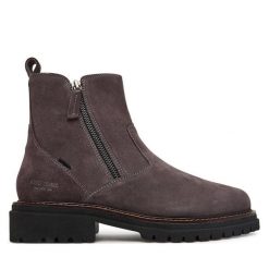 Botki Josef Seibel. Szare botki damskie Josef Seibel, bez wzorów, bez obcasa, na płaskiej podeszwie, bez zapięcia. Za 499.99 zł.