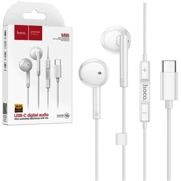 Słuchawki Hoco Słuchawki przewodowe douszne USB C Hoco M95 białe. Białe słuchawki douszne Hoco. Za 28.27 zł.