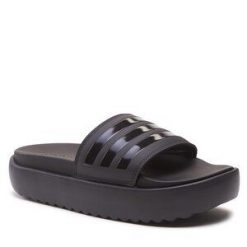 Klapki adidas. Czarne klapki damskie Adidas, bez wzorów, sportowe, bez obcasa, bez zapięcia. Za 149.99 zł.
