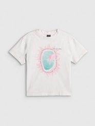 4F T-shirt loose z nadrukiem damski - biały XS. Białe t-shirty damskie 4F, xs, bez wzorów, z bawełny, klasyczne, bez kołnierzyka, bez ramiączek. Za 69.99 zł.