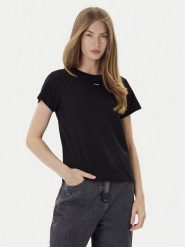 PINKO T-Shirt Basico 100373 A2RE Czarny Regular Fit. Czarne t-shirty damskie Pinko, s, bez wzorów, z bawełny, bez kołnierzyka, bez ramiączek. Za 269.99 zł.
