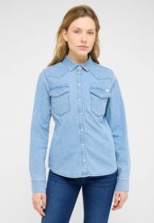 Damska Koszula Mustang Style Cody Denim Shirt Denim Blue 1016935 5000 400. Niebieskie koszule damskie Mustang, xs, bez wzorów, z denimu, bez kołnierzyka, bez ramiączek. Za 199.99 zł.