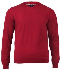 Sweter Czerwony w Serek (V-neck), Męski, Klasyczny, Elegancki -Adriano Guinari. Czerwone swetry męskie Adriano Guinari, l, bez wzorów, z bawełny, biznesowe, bez kołnierzyka, bez ramiączek. Za 159.00 zł.