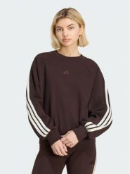 Adidas Bluza Adidas Kit 3-Stripes KW7702 Brązowy Loose Fit. Brązowe bluzy damskie Adidas, s, bez wzorów, z bawełny, bez ramiączek, bez kaptura. Za 278.99 zł.