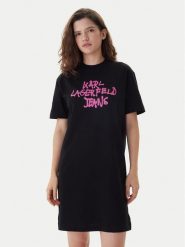 Karl Lagerfeld Jeans Sukienka codzienna B1W13043 Czarny Regular Fit. Czarne sukienki damskie Karl Lagerfeld Jeans, na co dzień, s, bez wzorów, z bawełny, bez kołnierzyka, bez ramiączek, proste. Za 439.99 zł.