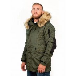 Kurtka męska Pitbull zimowa Alder. Zielone kurtki męskie PITBULL, na zimę, m, bez wzorów, casualowe, bez kaptura. Za 799.00 zł.