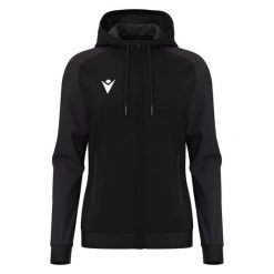 Damska bluza z kapturem full zip Macron Atlas. Czarne bluzy damskie Macron, bez wzorów, sportowe, bez ramiączek, z kapturem. Za 266.50 zł.