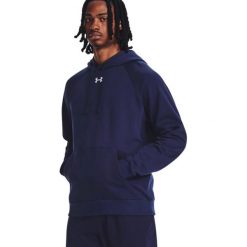 Bluza męska Under Armour Rival Fleece Hoodie. Niebieskie bluzy męskie Under Armour, m, bez wzorów, z kapturem, na fitness i siłownię. Za 239.00 zł.