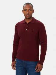 Tommy Hilfiger Sweter Classic MW0MW41955 Bordowy Regular Fit. Czerwone swetry męskie Tommy Hilfiger, m, bez wzorów, z bawełny, bez kołnierzyka, bez ramiączek. Za 649.99 zł.