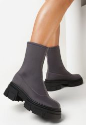 Szare Botki z Dopasowaną Elastyczną Cholewką Javina. Szare botki damskie Born2be, bez wzorów, eleganckie, bez obcasa, na obcasie, bez zapięcia. Za 74.99 zł.