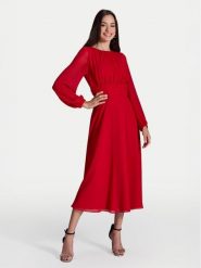 Swing Sukienka koktajlowa 5AI09000 Czerwony Regular Fit. Czerwone sukienki damskie Swing, bez wzorów, z syntetyku, wizytowe, bez kołnierzyka, bez ramiączek. Za 399.99 zł.