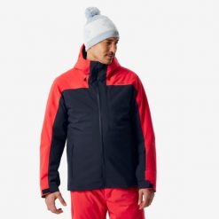 Kurtka narciarska męska Wedze 500. Czerwone kurtki sportowe męskie WED'ZE, na zimę, m, bez wzorów, z materiału, bez kaptura, narciarskie. Za 399.99 zł.
