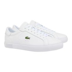 Tenisówki Lacoste Model Powercourt Kolor Biały. Białe trampki męskie Lacoste, bez wzorów, z gumy, eleganckie, bez zapięcia. Za 353.30 zł.