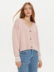 Guess Jeans Kardigan W4BR81 Z3HM1 Różowy Regular Fit. Czerwone kardigany damskie Guess Jeans, xl, z aplikacjami, z bawełny, bez kołnierzyka. Za 339.99 zł.