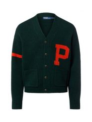 Polo Ralph Lauren Męski kardigan Mężczyźni Wełna zielony jednolity, M. Zielone swetry męskie Polo Ralph Lauren, m, bez wzorów, z dzianiny, bez kołnierzyka, bez ramiączek. Za 2,199.95 zł.