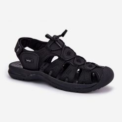 Sportowe Sandały Męskie Lee Cooper LCW-24-03-2313M Czarne. Czarne sandały męskie bez wzorów, ze skóry, sportowe, bez zapięcia. Za 257.10 zł.