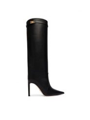 Elisabetta Franchi Kozaki SA-98L-67E2-V850 Czarny. Czarne kozaki damskie Elisabetta Franchi, bez wzorów, ze skóry, bez obcasa, na szpilce, bez zapięcia. Za 3,659.00 zł.