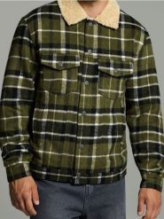 Kurtka katana w kratę - khaki. Brązowe kurtki męskie Sinsay, l, bez wzorów, bez kaptura. Za 119.99 zł.