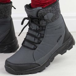Szare zimowe śniegowce damskie z membraną i Softshell Vanhorn 34065. Szare śniegowce damskie Vanhorn, ze skóry, bez zapięcia. Za 199.00 zł.