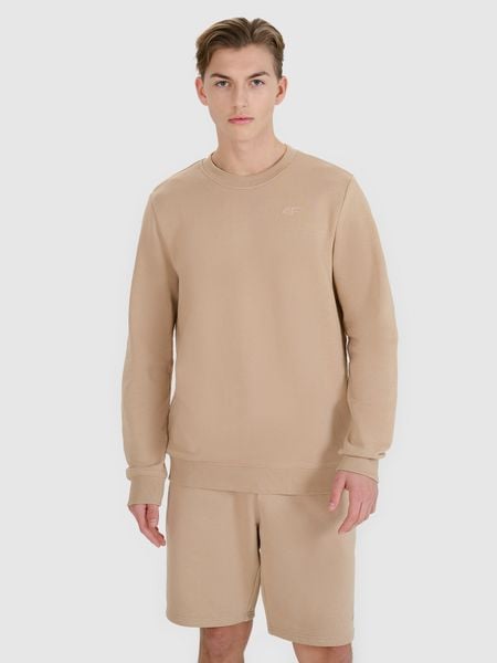 4F Bluza dresowa nierozpinana bez kaptura męska - beżowa XXL. Brązowe bluzy sportowe męskie 4F, m, bez wzorów, z bawełny, bez kaptura. W wyprzedaży za 79.99 zł.