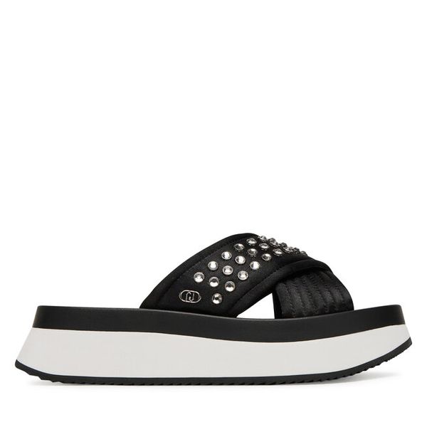 Klapki Liu Jo. Czarne klapki damskie Liu Jo, bez wzorów, bez obcasa, bez zapięcia. Za 629.99 zł.