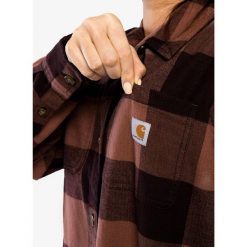 Koszula turystyczna damska Carhartt Midweight Flannel L/S Plaid Shirt. Brązowe koszule damskie Carhartt, l, bez wzorów, casualowe, bez kołnierzyka, bez ramiączek. Za 303.99 zł.