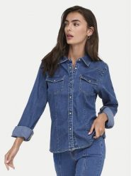 ONLY Koszula jeansowa Sasia 15352339 Niebieski Slim Fit. Niebieskie koszule damskie ONLY, l, bez wzorów, z bawełny, bez kołnierzyka, bez ramiączek. Za 129.99 zł.