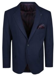 Delikatnie Taliowana Marynarka - Rigon - Granatowa. Niebieskie garnitury męskie Rigon, bez wzorów, z elastanu, eleganckie. Za 395.00 zł.