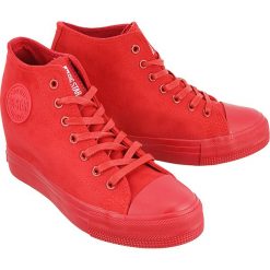 BIG STAR BB274088 czerwony micro, trampki, sneakersy damskie. Czerwone trampki i tenisówki damskie BIG STAR, bez wzorów, bez zapięcia. Za 99.90 zł.