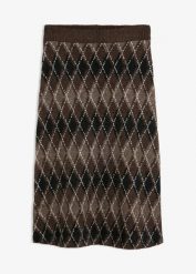 Spódnica dzianinowa. Czarne spódnice damskie bonprix, bez wzorów, z dzianiny, midi. Za 149.99 zł.