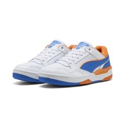 Sneakersy unisex Rebound Retro PUMA White Team Royal Rickie Orange Blue. Białe obuwie sportowe damskie Puma, bez wzorów, z syntetyku, bez zapięcia, do koszykówki. Za 359.00 zł.