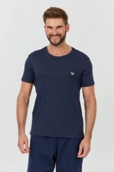 EMPORIO ARMANI Granatowy t-shirt basique. Niebieskie t-shirty męskie Emporio Armani, l, bez wzorów, bez kołnierzyka, bez ramiączek. W wyprzedaży za 208.99 zł.