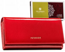Portfel skórzany Peterson PTN 42122-SAF czerwony. Czerwone portfele damskie Peterson, ze skóry. Za 114.00 zł.
