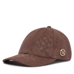 Czapka z daszkiem Guess. Brązowe czapki damskie Guess, z aplikacjami. Za 194.99 zł.
